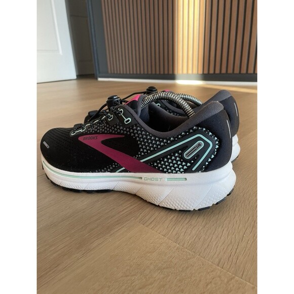 Brooks Ghost 14 Womens Size 9 Black Pink Mint (Medium) Running Sneakers Shoes - Picture 3 of 13